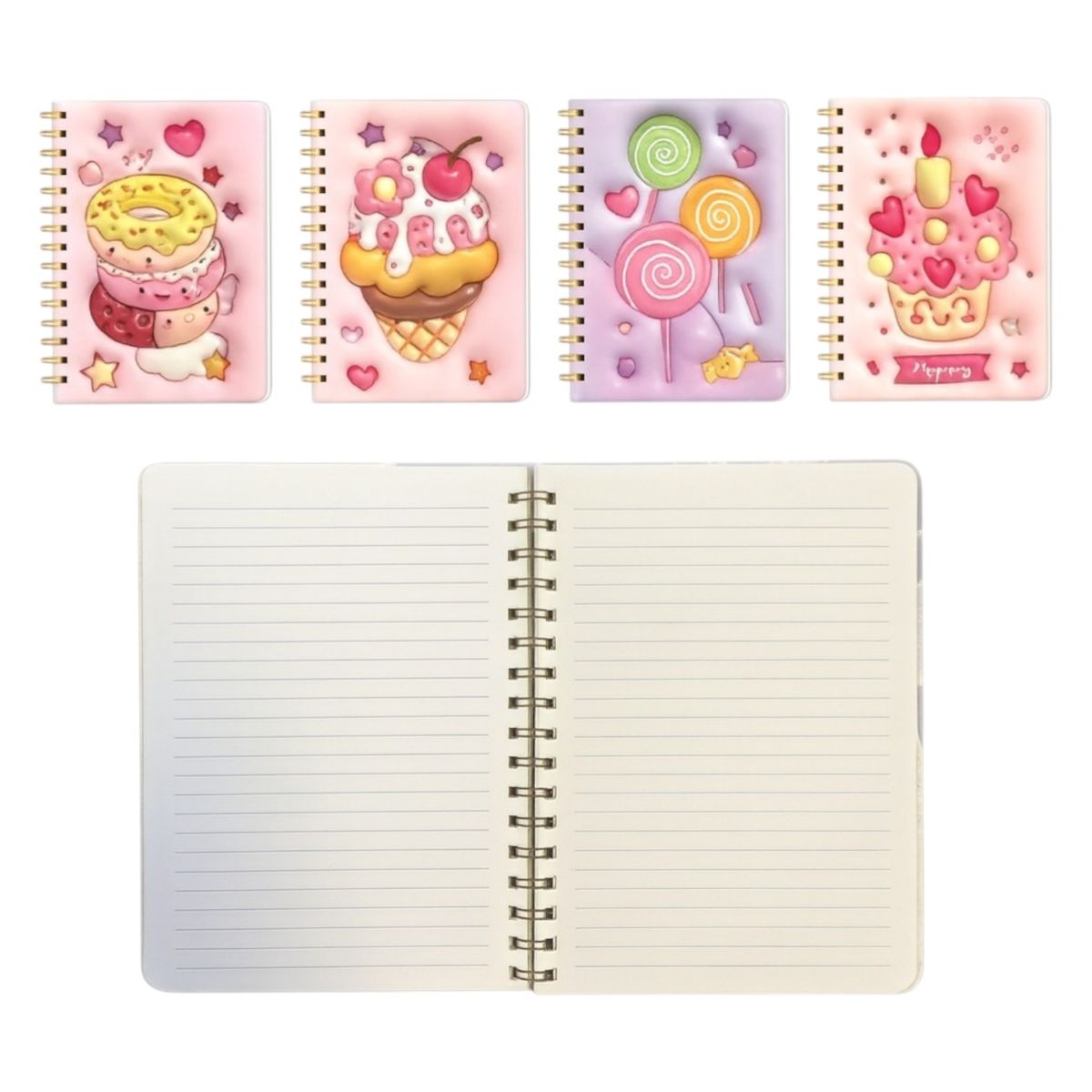 Agenda Spiralată 21x14cm, Dictando cu Copertă 3D, Diferite Modele cu Dulciuri si Deserturi Engros