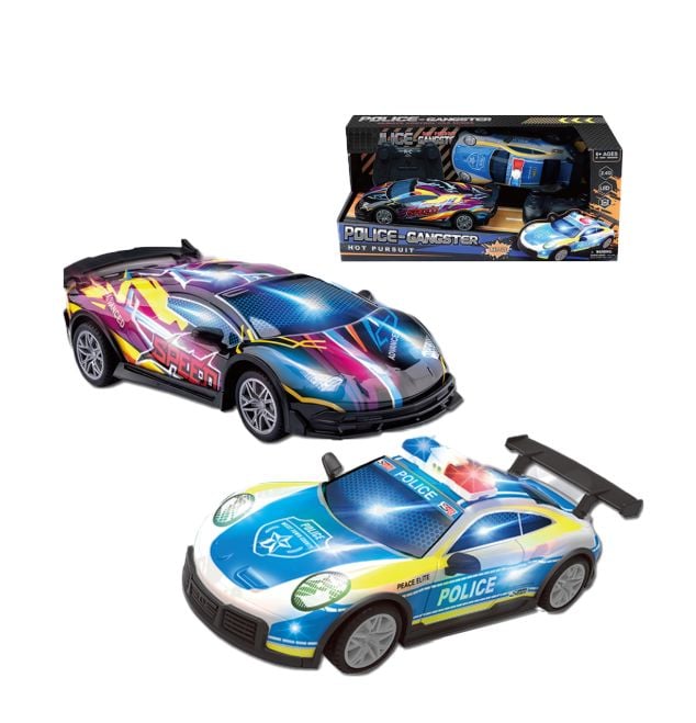Set 2 Masinute Police-Gangster 1:22 Scale 2.4G 4CH with Flashing Lights 6511110050624 Engros