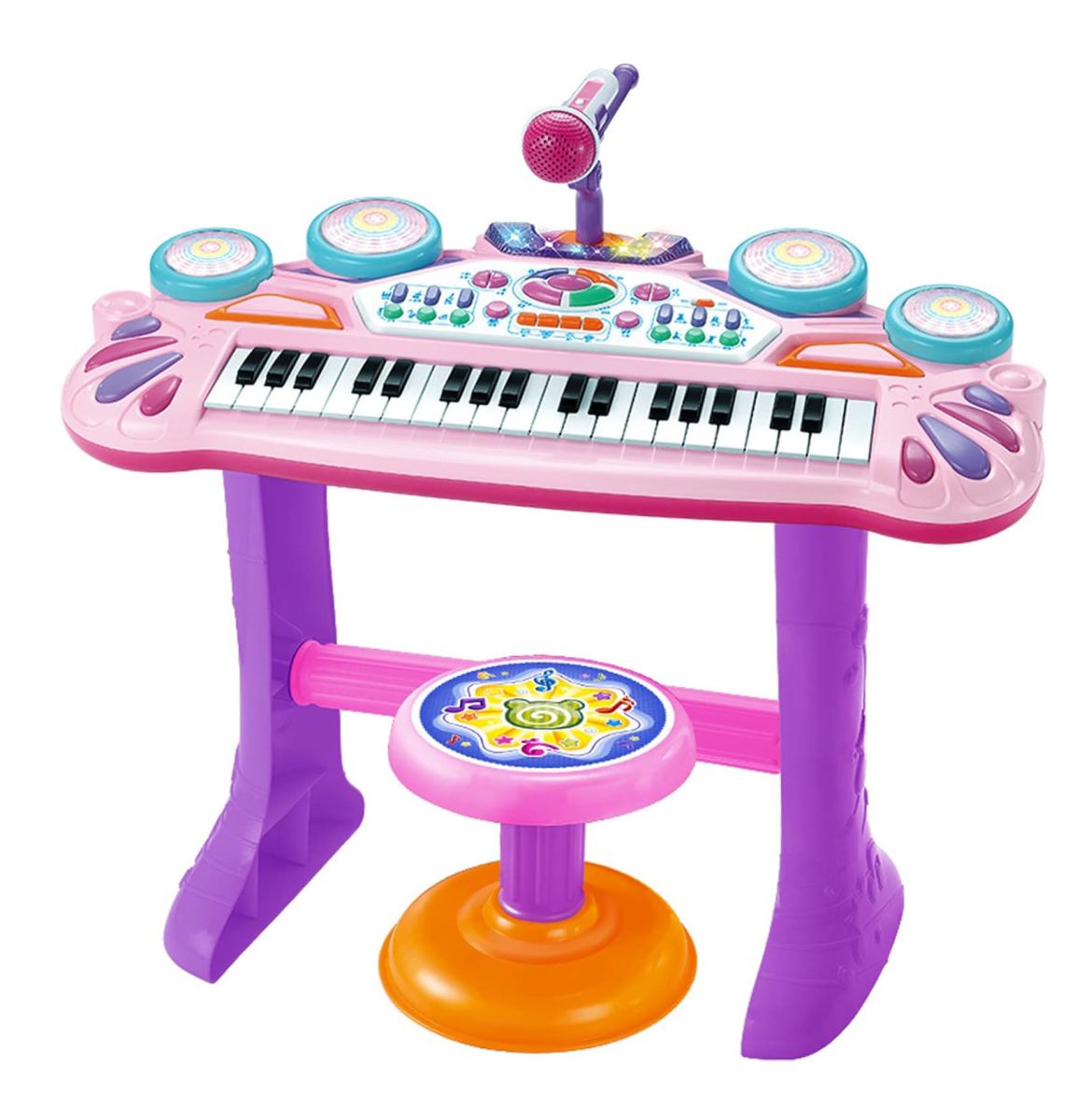 Set Complet Muzical Copii cu Orga Electronica Microfon, Tobe si Scaunel 6511110037854 Engros