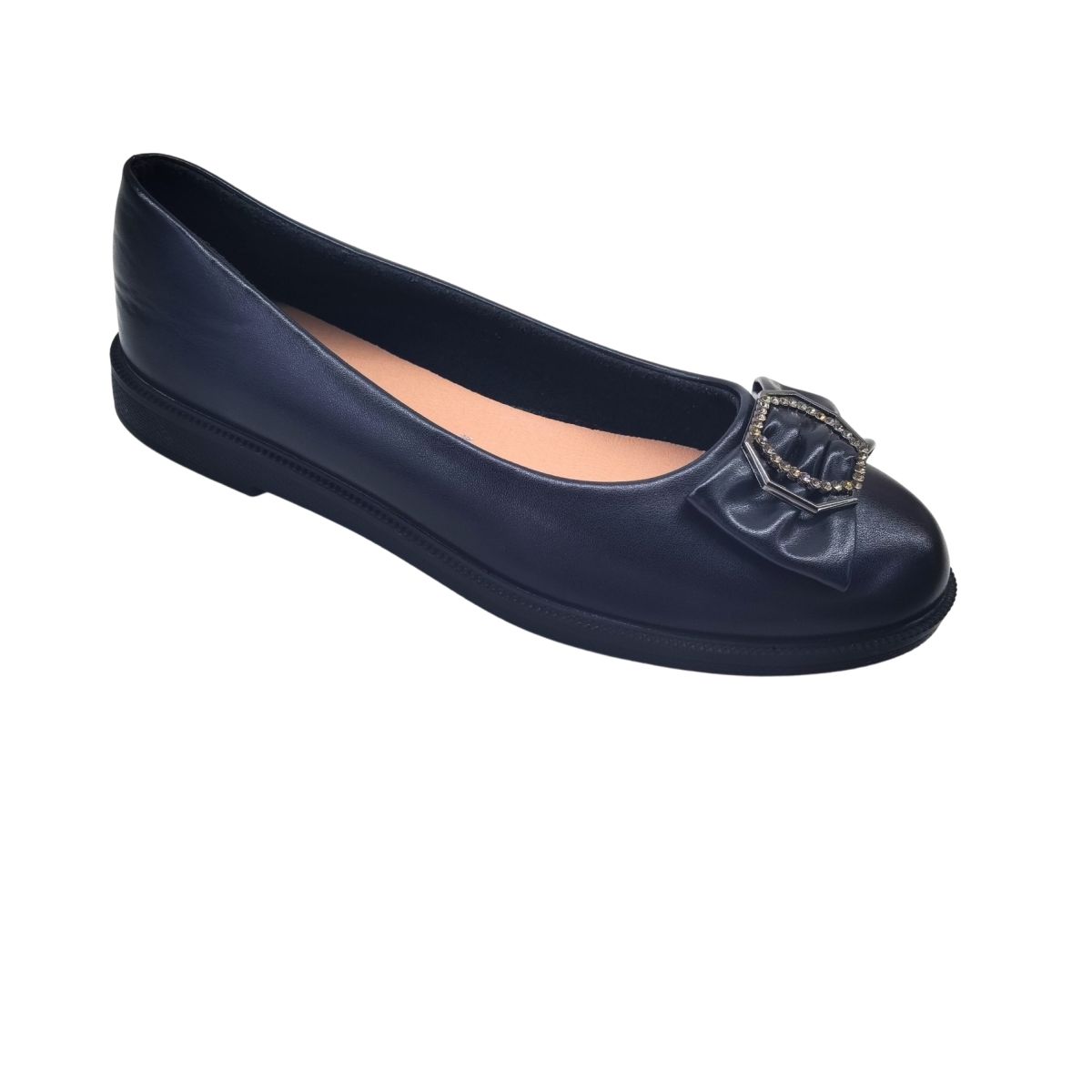 Balerini Dama cu Talpa Joasa, Piele Ecologica, Funda cu Accesoriu Metalic Stralucitor, Engross, Marimi 36-40, 8buc/bax