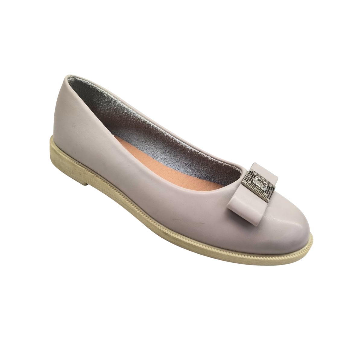 Balerini Casual Dama cu Talpa Joasa, Piele Ecologica, Accesoriu Metalic Stralucitor, Engross, Marimi 36-40, 8buc/bax mov