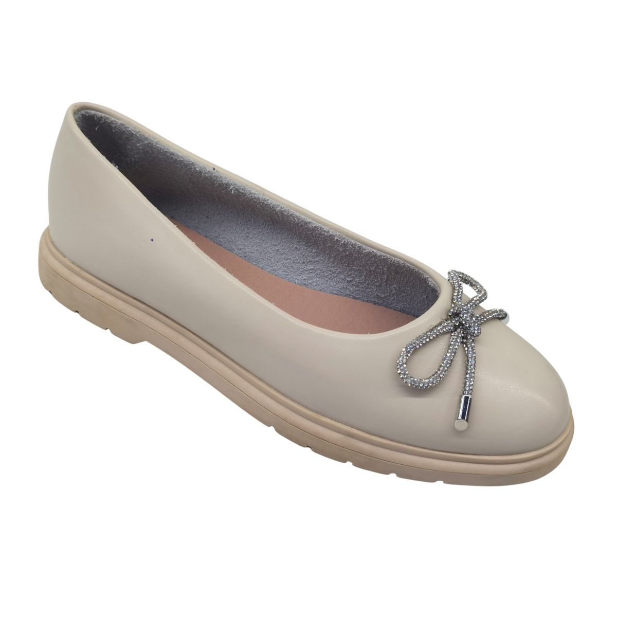 Balerini Dama, Casual, Fundita Decorativa Sclipitoare, Piele Ecologica, Talpa Joasa, Engross, Marimi 36-40, 8buc/bax bej