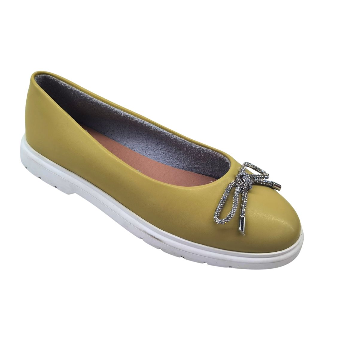 Balerini Dama, Casual, Fundita Decorativa Sclipitoare, Piele Ecologica, Talpa Joasa, Engross, Marimi 36-40, 8buc/bax galben