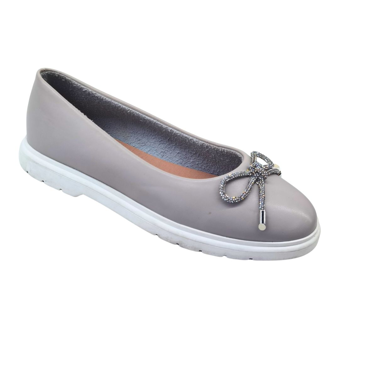 Balerini Dama, Casual, Fundita Decorativa Sclipitoare, Piele Ecologica, Talpa Joasa, Engross, Marimi 36-40, 8buc/bax gri