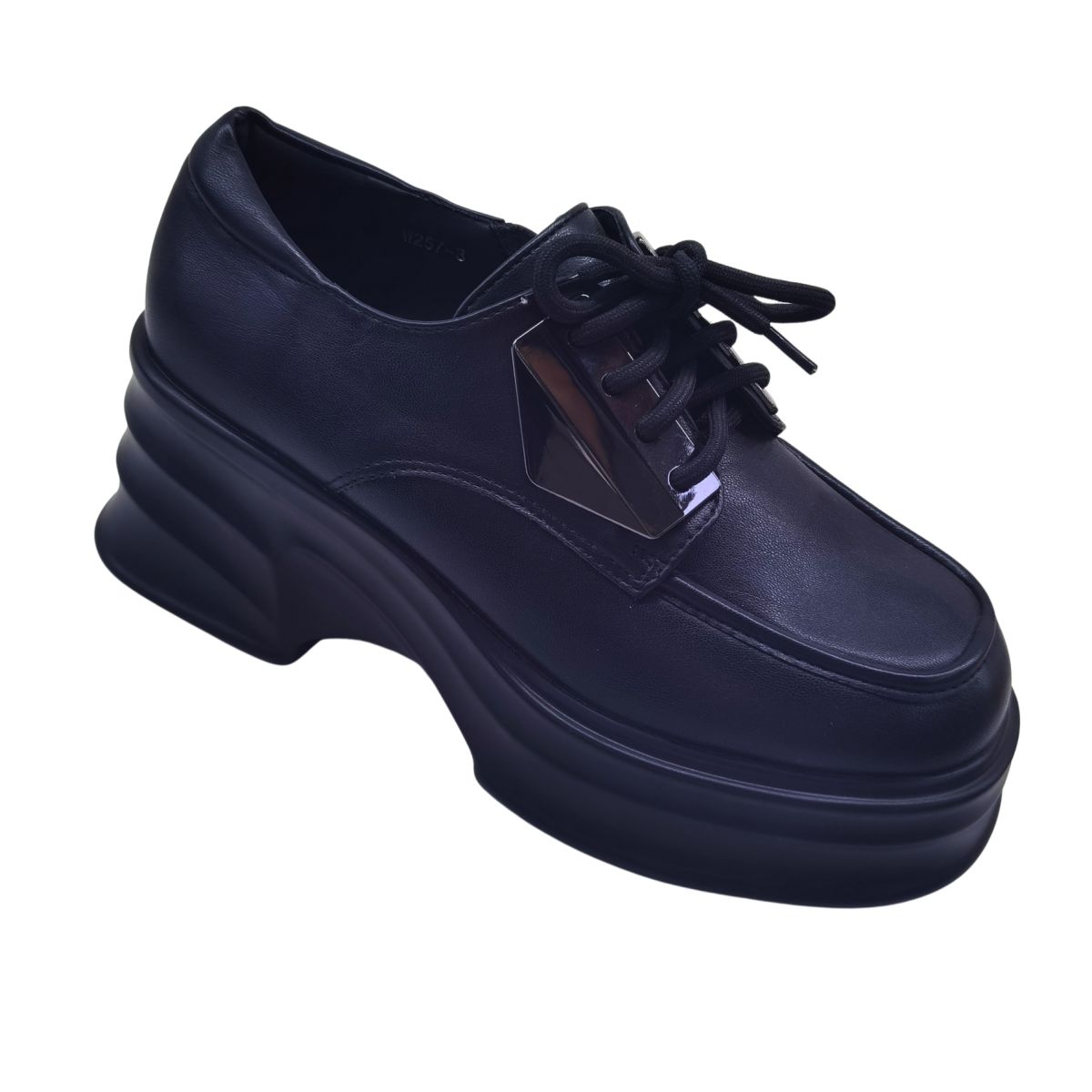 Pantofi Casual Elegant, Talpa Inalta, Inchidere SIret+Fermoar, Piele ecologica, Engross, Marimi 36-40, 8buc/bax negru