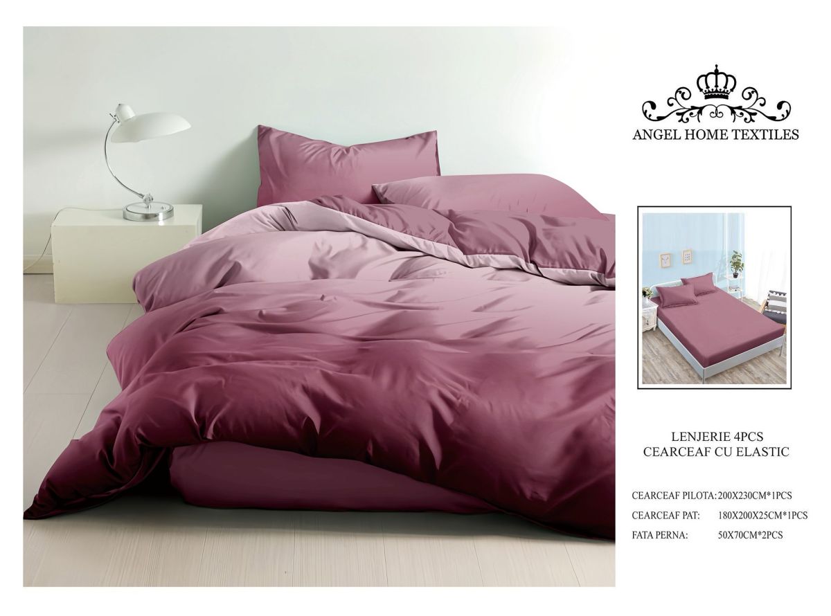 Oferta Bax Lenjerii En-Gros, 10 Culori Diferite, din Bumbac Premium tip Finet, cu Elastic, 180x200 cm, pentru Pat Dublu, cu 2 Fete de Perna 50x70cm In