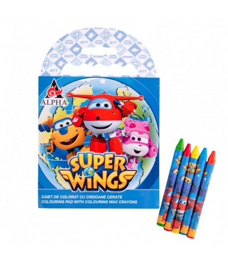 Caiet de colorat Engros cu creioane cerate SUPER WINGS