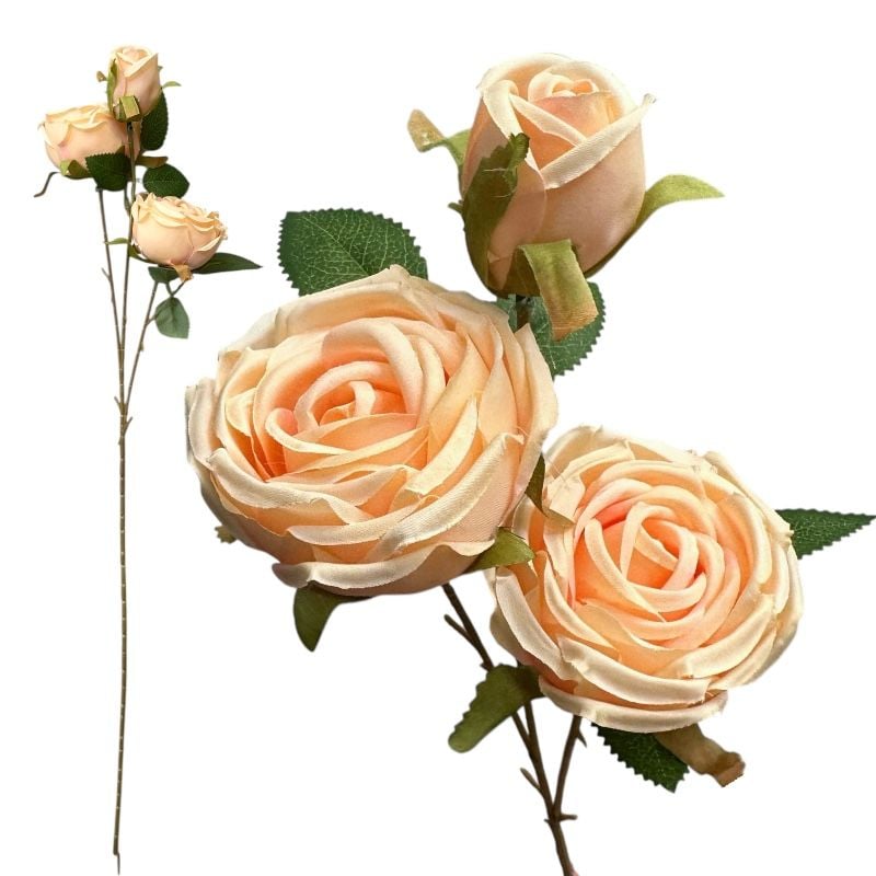 Floare artificială de trandafir cu 3 flori – 66 cm – en-gros