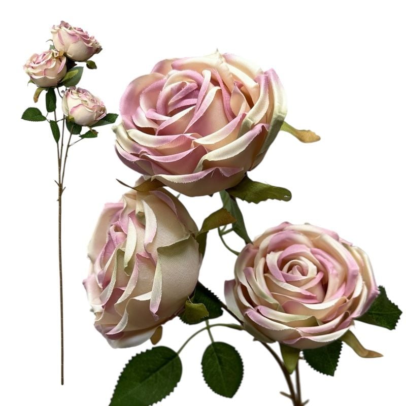 Floare artificială de trandafir cu 3 flori – 66 cm – en-gros