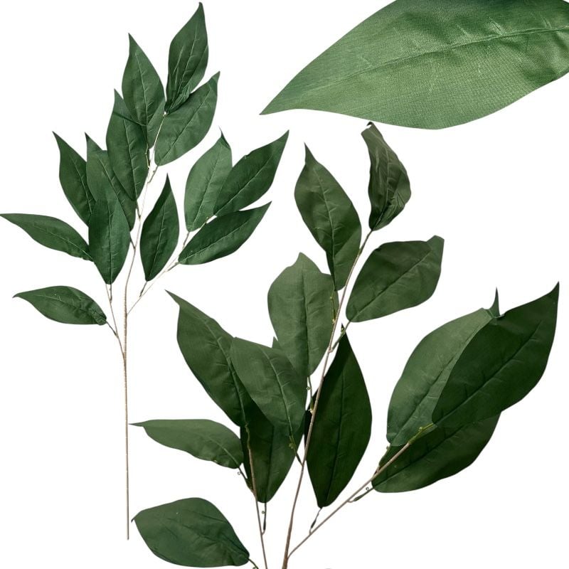 Ramură decorativă cu frunze, 100 cm, flori artificiale în culoare verde, en-gros