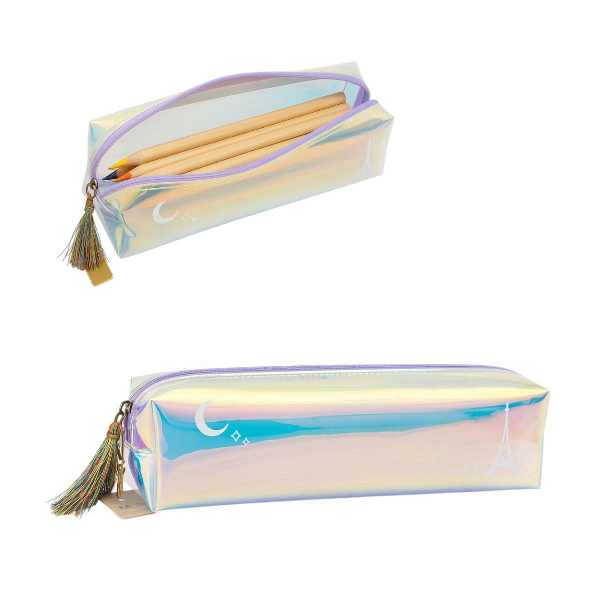 Penar Holografic 22x5cm cu Fermuar și Accesorii Decorative, Model Paris Engros