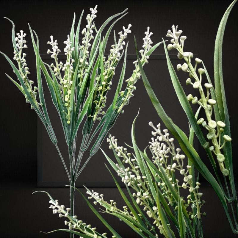 Iarbă decorativă cu flori albe, 40 cm, 7 fire, en-gros