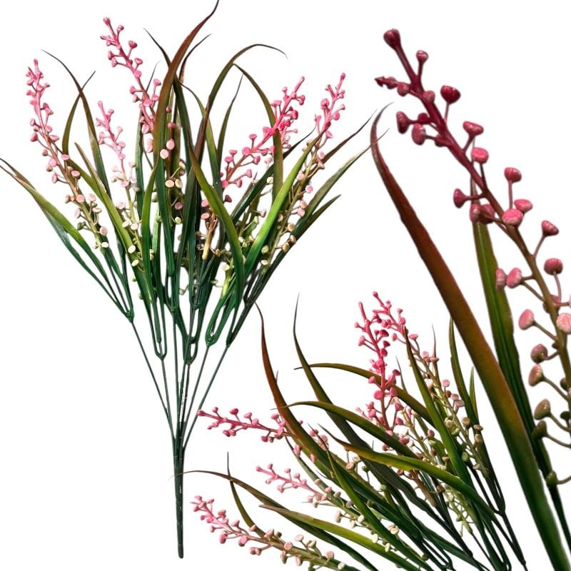 Iarbă decorativă cu flori albe, 40 cm, 7 fire, en-gros