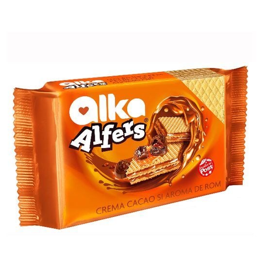 Napolitane Alfers cu crema de cacao si rom, 170 g Engros