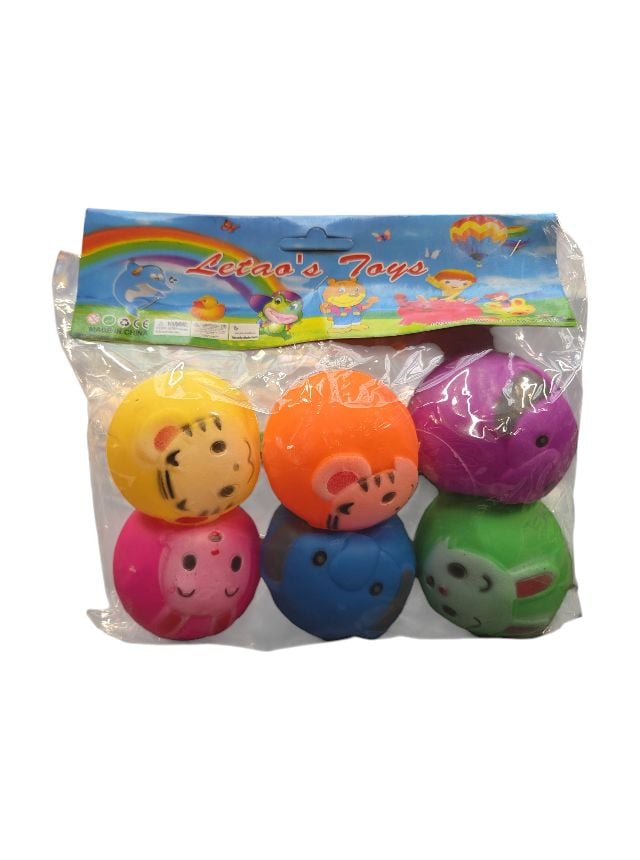 Set 6 mingii Engros, din cauciuc, 6.5 cm, diverse culori 