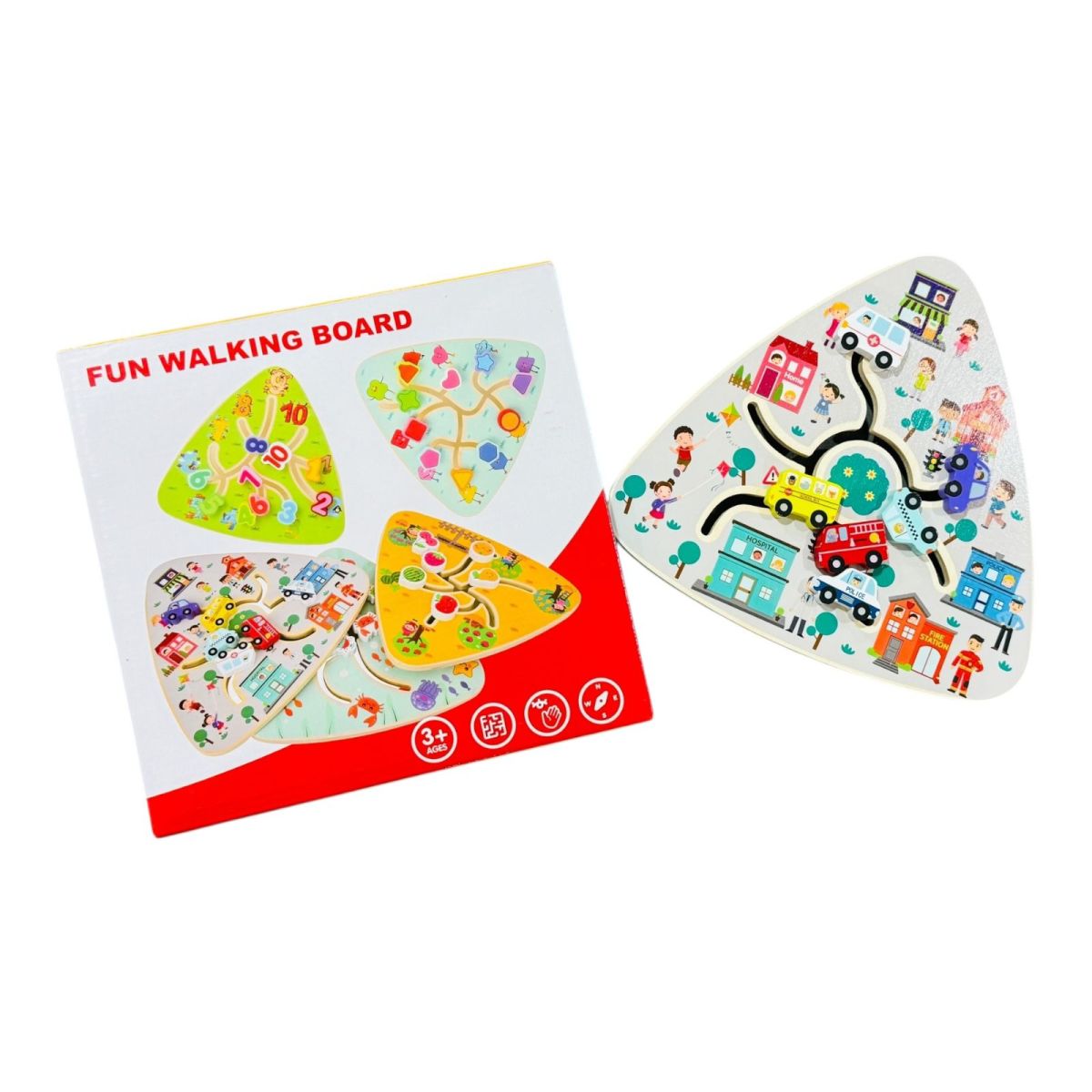 Joc educativ din lemn, urmeaza traseul, diverse modele, multicolor, 23×23cm, en-gros