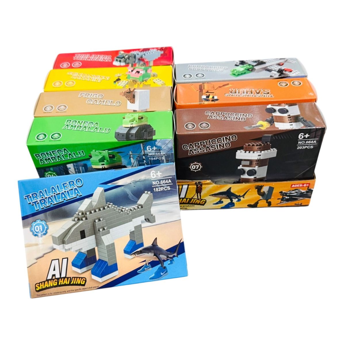 Joc de constructie editie brainrot, diverse modele, +180piese, 13.5×10cm, en-gros