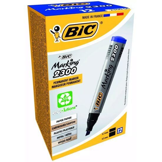 Marker permanent, BIC Marking 2300, albastru, 12 bucati Engros