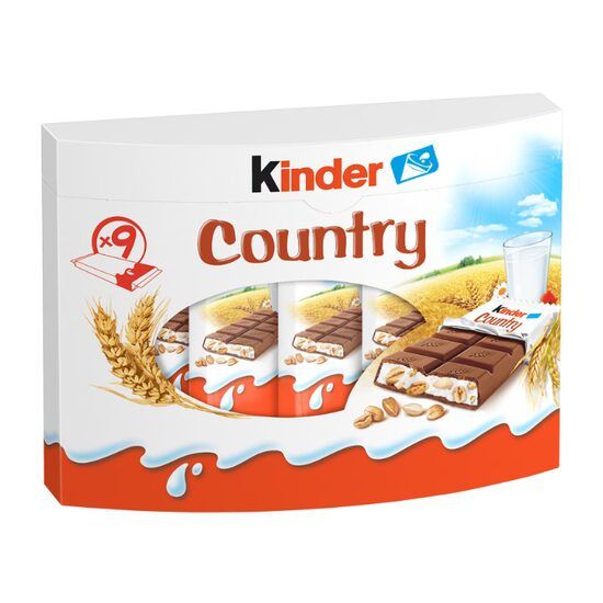 Batoane de ciocolata cu crema de lapte si cereale Kinder Country, 9 batoane, 212g, 9 bucati Engros