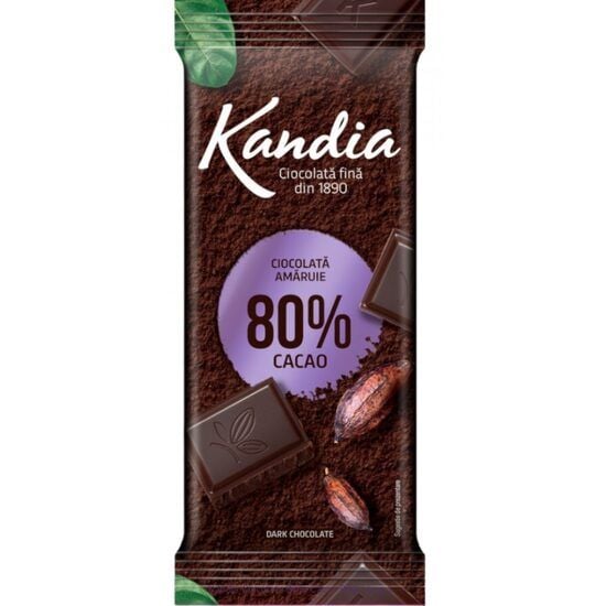 Ciocolata amaruie 80% cacao Kandia 80g Engros