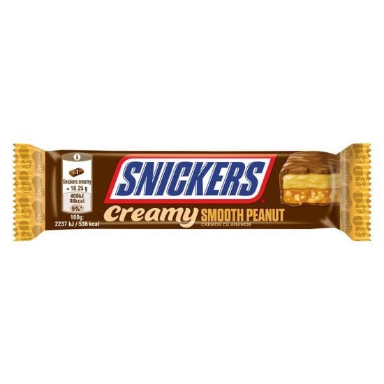 Snickers Creamy baton de ciocolata cu lapte cu umplutura de pasta de arahide si miez de caramel cu arahide prajite proaspete 36.5 g Engros
