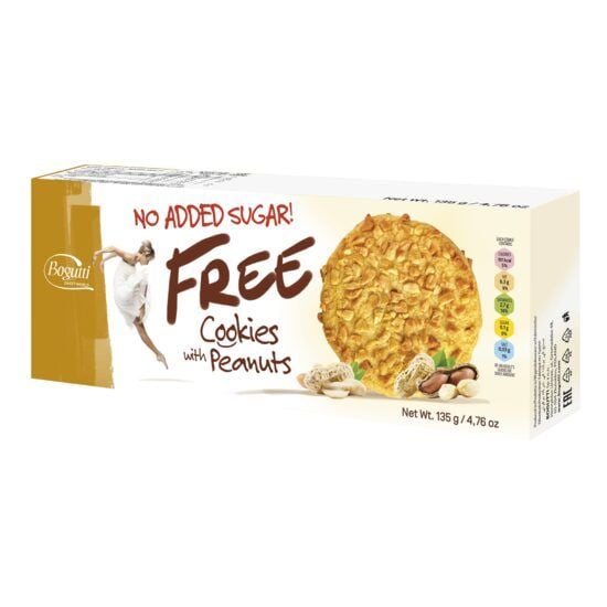 Biscuiti cu alune fara zahar adaugat Free Bogutti 135 g, 12 bucati Engros