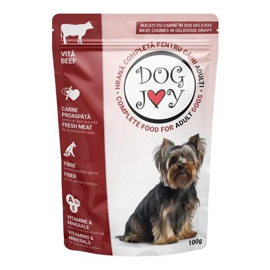 Plic hrana umeda catel DOG JOY Adult Vită,100 g Engros