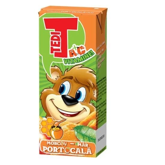 Bautura racoritoare necarbogazoasa cu morcovi, mere şi portocale, Tedi, 0.2l Engros