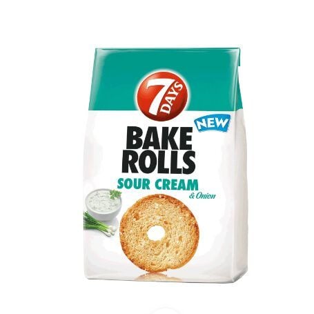 Rondele Bake Rolls cu arome de ceapa verde si smantana, 7 Days , 80 g Engros