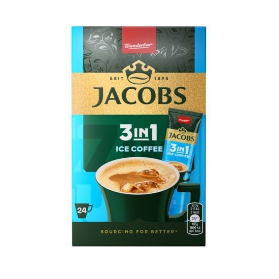 Cafea instant, Jacobs 3 in 1 Ice Coffee, 12.7 g x 24 plicuri Engros