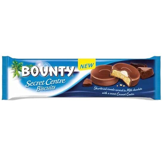 Biscuiti crocanti Bounty Secret Centre Biscuits cu crema de cocos inveliti in ciocolata cu lapte 132 g Engros