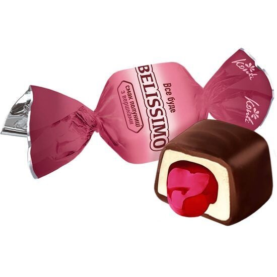 Bomboane ciocolata cu creme de capsuni si frisca Konti Belissimo 1 kg Engros