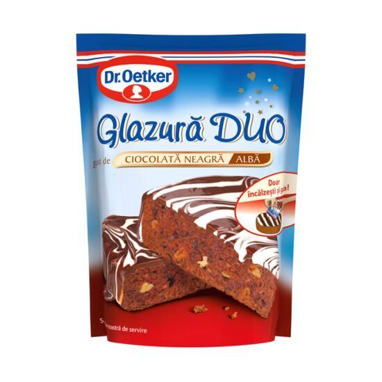 Glazura duo Dr. Oetker cu gust de ciocolata neagra si alba, 100 G Engros