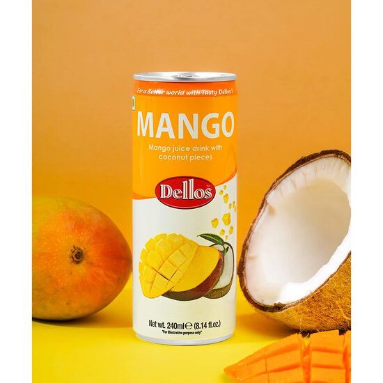 Bautura racoritoare necarbogazoasa cu mango si jeleu de cocos Dellos, 240 ml, SGR Engros