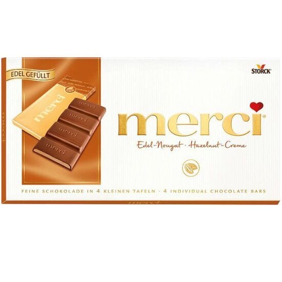 Ciocolata Merci cu crema de alune si nugat, 112 g Engros
