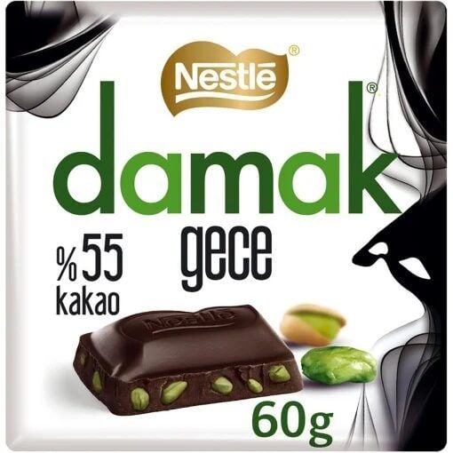 Ciocolata neagra cu fistic, 55% cacao Damak, Nestel, 60 g Engros
