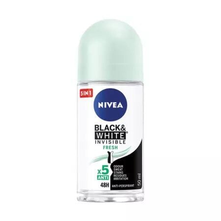 Deodorant roll-on Black & White Invisible Fresh, 50 ml, Nivea Engros