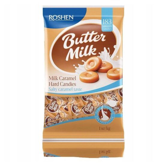 Roshen Milk Caramel Hard Candies – Salty Caramel Taste, 1kg Engros