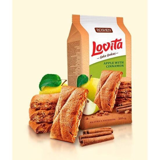 Biscuiti cu crema de mar si scortisoara Roshen Lovita, 168g Engros