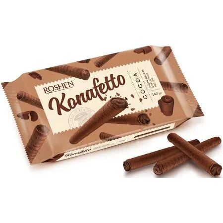 Napolitane Roshen Konafetto Cacao Wafer Rolls,140g Engros
