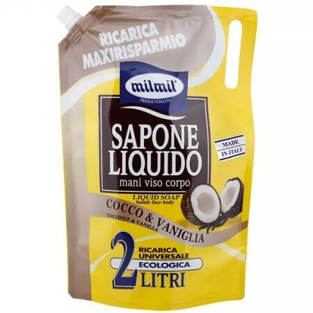 Rezerva sapun lichid cu cocos si vanilie, 2l, MilMil Engros