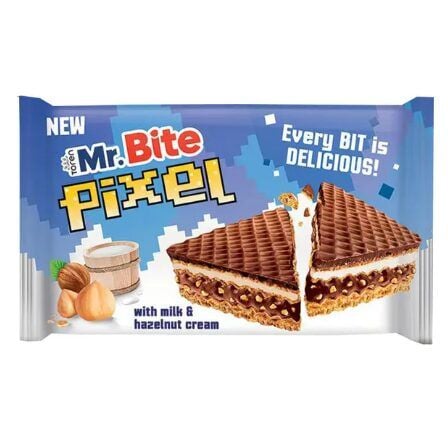 Napolitana Mr. Bite Pixel Black&White Cream Wafer, 28g Engros