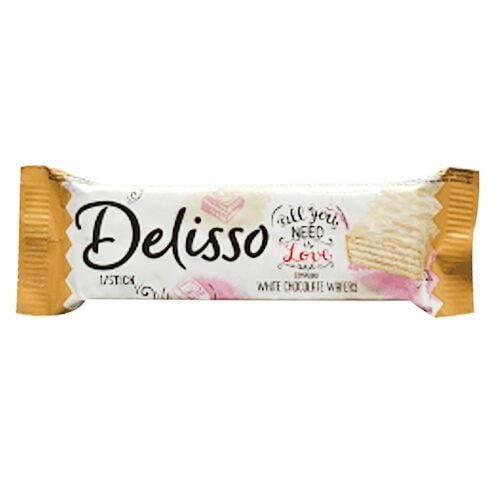 Napolitana glazurata cu ciocolata alba, Delisso Milky White Chocolate 20g Engros
