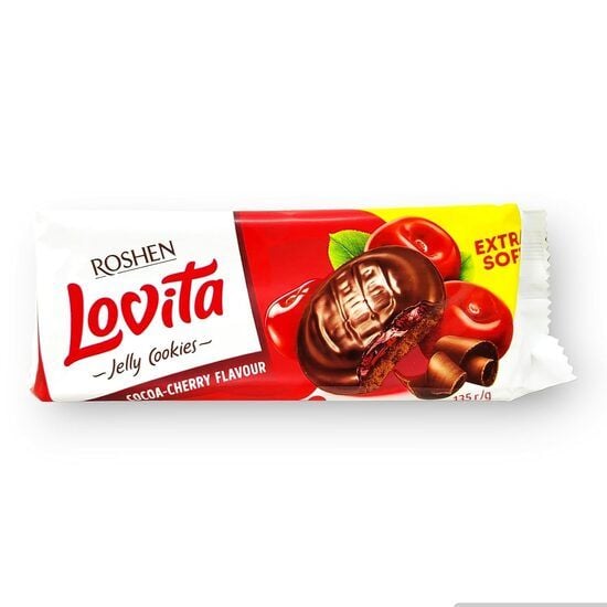 Biscuiti cu jeleu de cirese si ciocolata Lovita Roshen, 135g Engros
