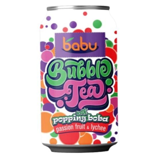 Ceai cu fructul pasiunii si lychee Babu Bubble Tea, doza, 315 ml, SGR Engros