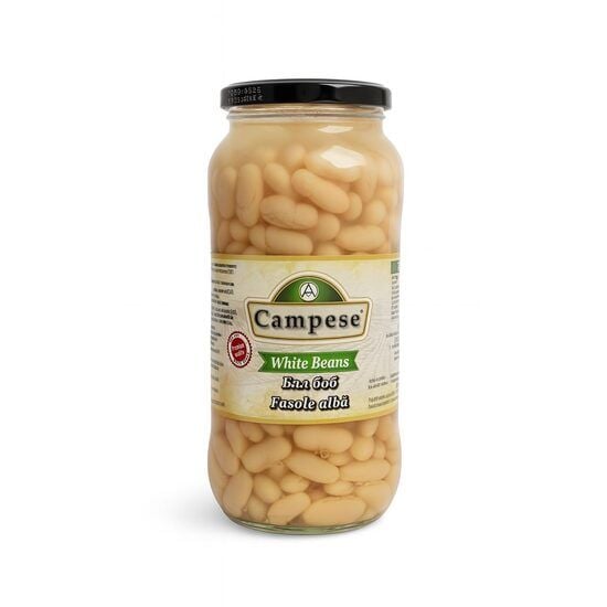Fasole Albă Borcan Campese 540g – Boabe Mari, Fragede, Gata de Consum Engros
