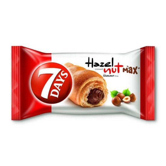 Croissant cu crema de ciocolata si alune de padure 7Days Max, 80 g Engros