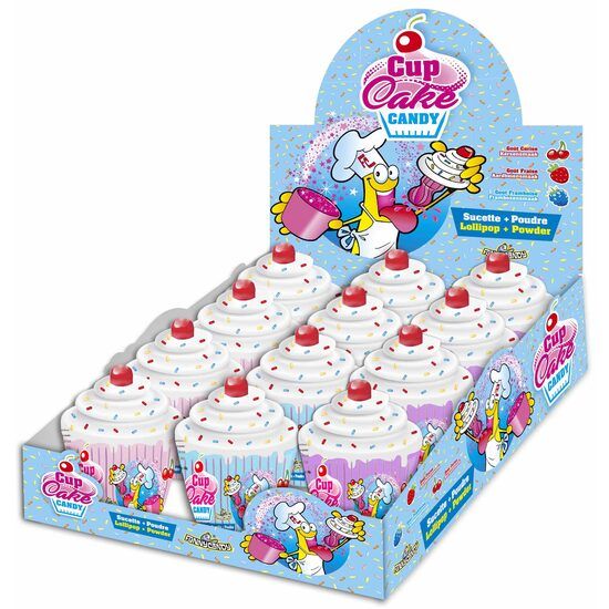Acadele Cupcake Funny Candy cu Pudră Dulce-Acrișoară, 40g – Fără Gluten, Set 12 bucati Engros