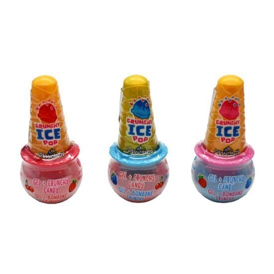Funny Candy Crunchy Ice Pop – Bomboane cu Exterior Crocant și Interior Acrișor, 65g, Set 12 bucati Engros