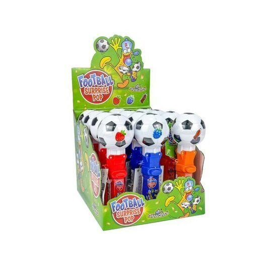 Funny Candy - Set 12 Acadele cu aroma de fructe si suport Football Surprise Pop, 10 g Engros